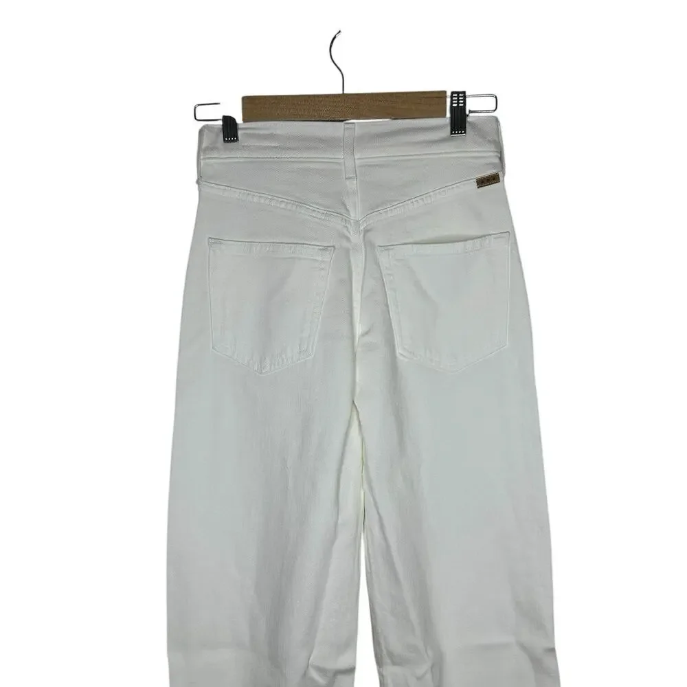 NWOT AYR Womens‎ The Beat Jeans 23 Barrel Leg Pockets Crop Tapered White - Picture 9 of 12